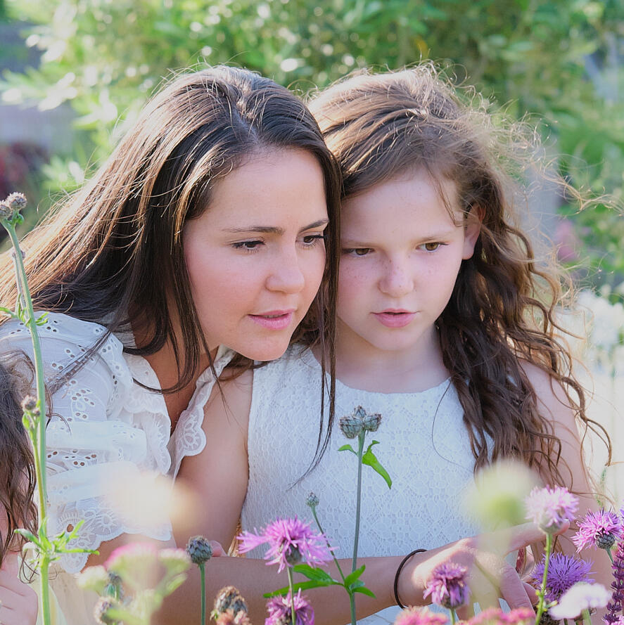 Looking at wild flowers